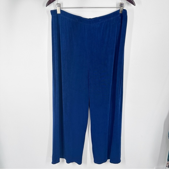 NWT Chicos Travelers Sharon Crop Pants Size 3 XL Royal Blue Wide Leg - Picture 1 of 6